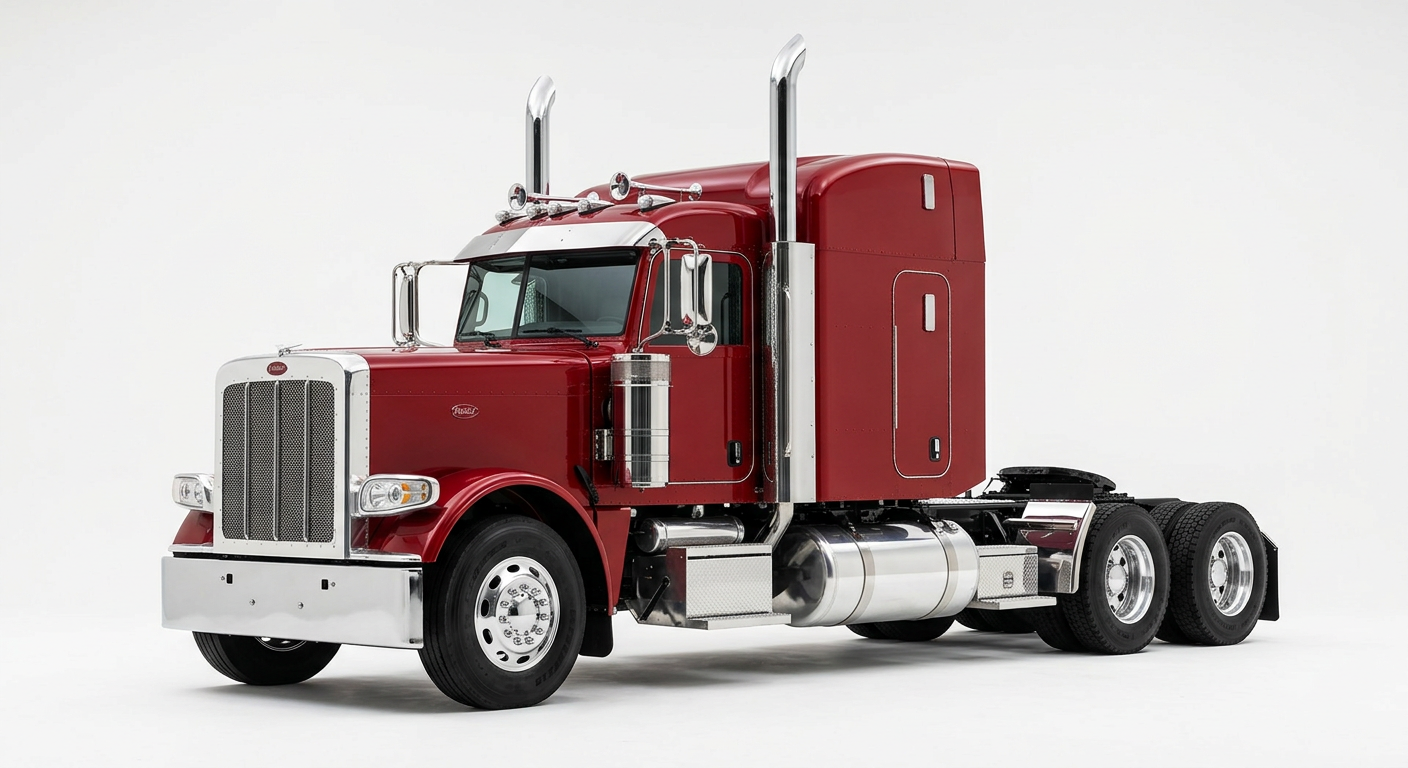 Red Peterbilt semi truck